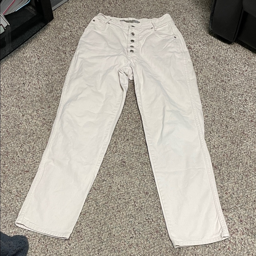 Vintage 90s ultra high rise button fly Women's tan Jeans